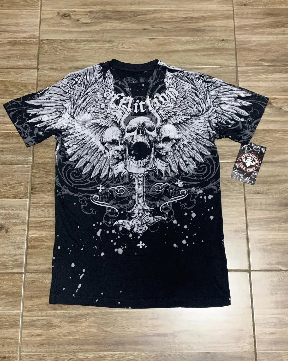 90s American Trendy Retro Fashion Print Round Neck Short-sleeved T-shirt Men Womens Y2K Street Style Gothic Couple Sports