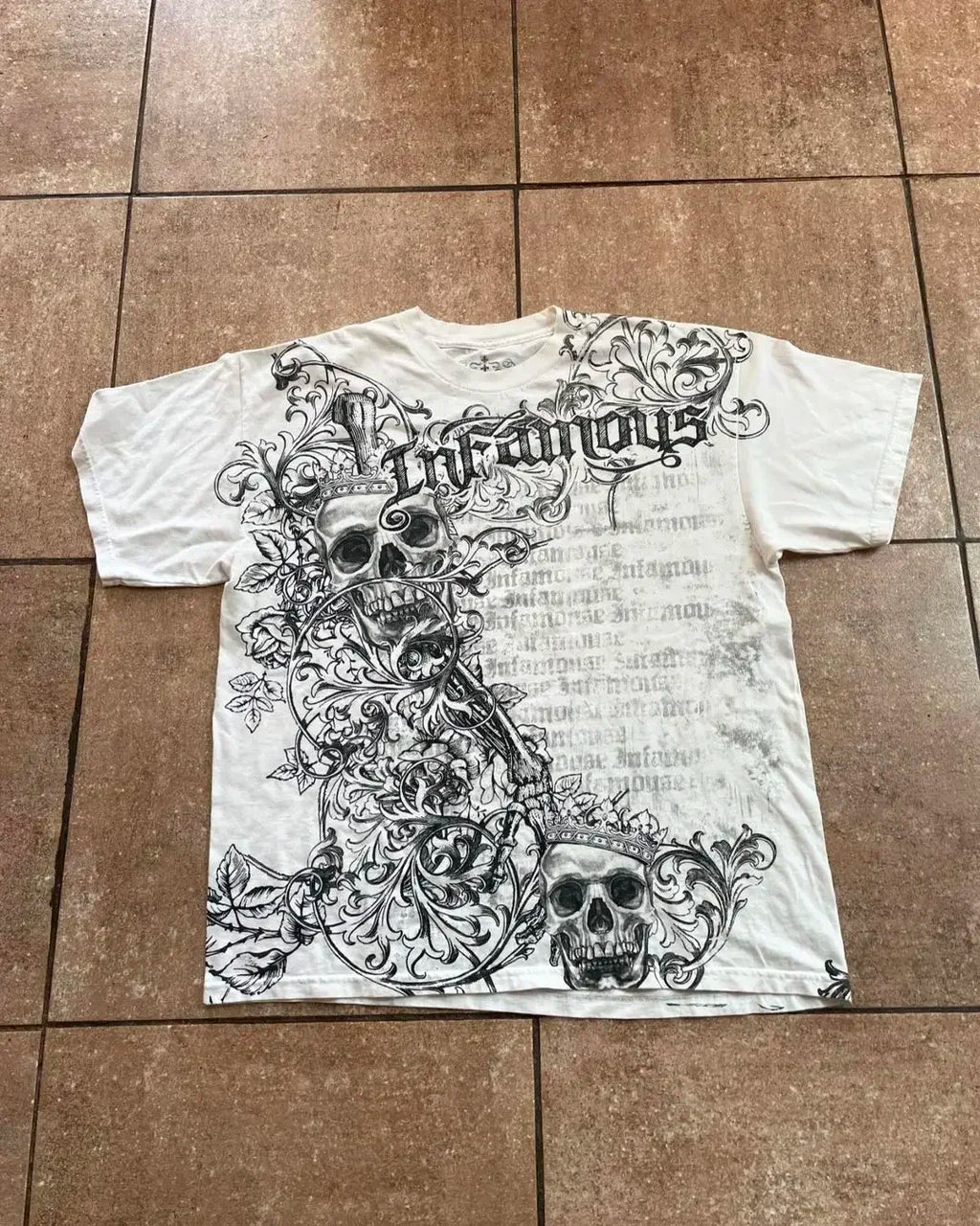 90s American Trendy Retro Fashion Print Round Neck Short-sleeved T-shirt Men Womens Y2K Street Style Gothic Couple Sports