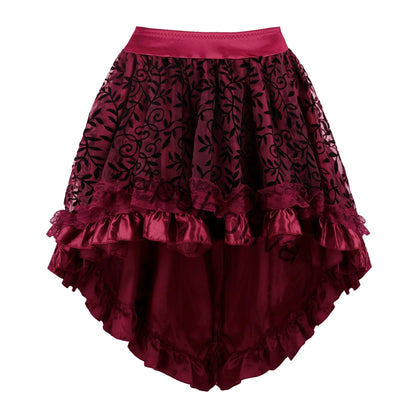 Skirts Womens Burlesque Corset Skirt High Waist Multilayer Lace Victorian Costumes Gothic Steampunk Skirt Matching Corset Black