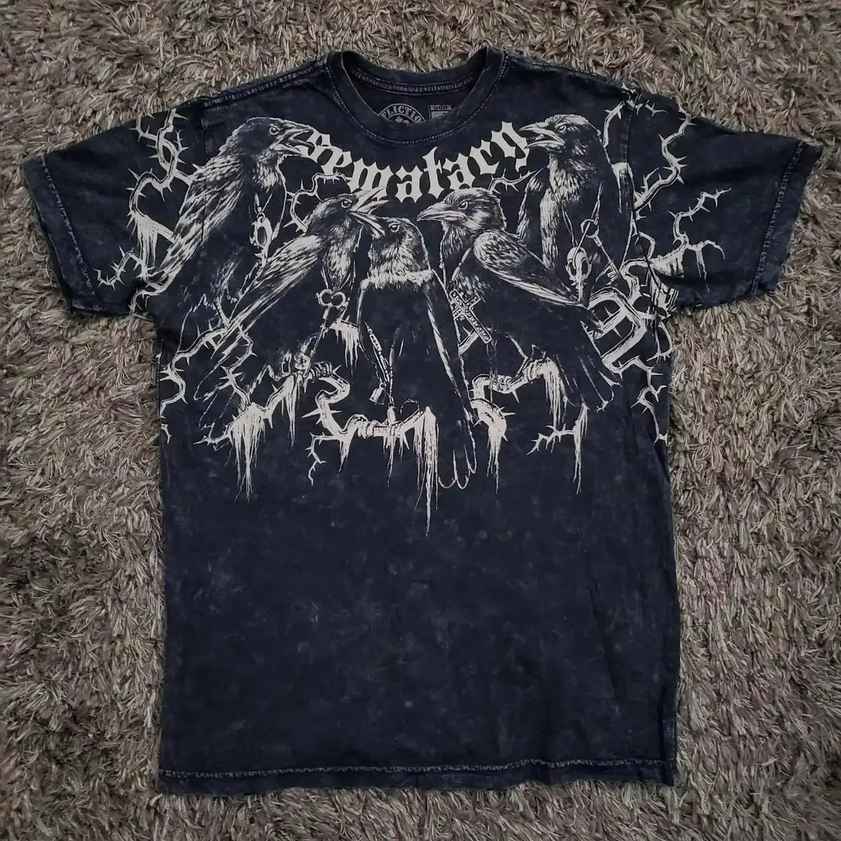 90s American Trendy Retro Fashion Print Round Neck Short-sleeved T-shirt Men Womens Y2K Street Style Gothic Couple Sports